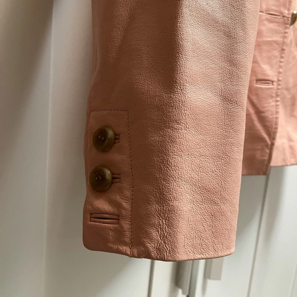 Terry Lewis Classic Luxuries Pink Leather Blazer Coat Jacket with Buttons 🤍💓🤍 - Picture 10 of 10